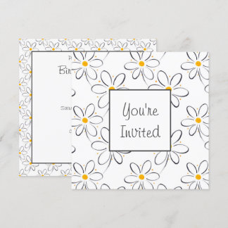 White Daisy Pattern Einladung