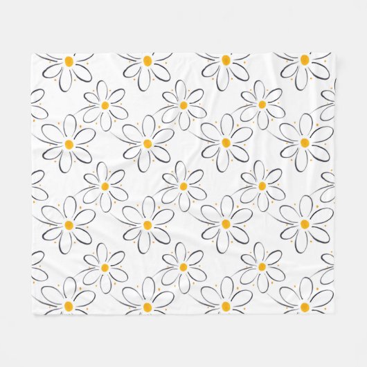'White Daisy Pattern' Fleecedecke (Vorderseite (Horizontal))