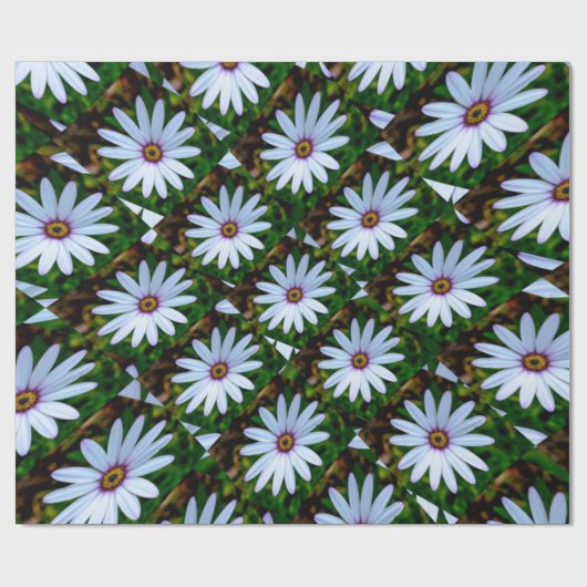 White Daisy Pattern Geschenkpapier (Flach)