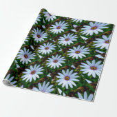 White Daisy Pattern Geschenkpapier (Ungerollt)