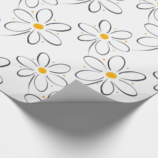 White Daisy Pattern Geschenkpapier (Ecke)