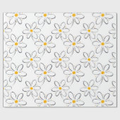 White Daisy Pattern Geschenkpapier (Flach)