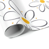 White Daisy Pattern Geschenkpapier (Rolleneckpunkt)