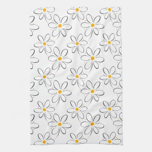 White Daisy Pattern Geschirrtuch (Vertikal)