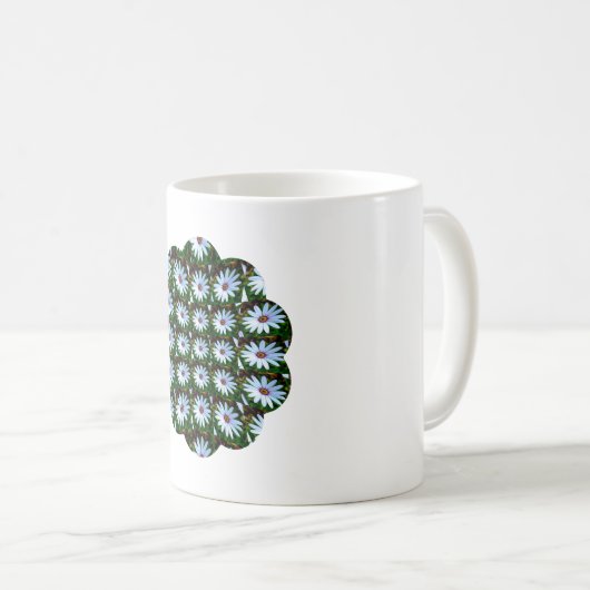 White Daisy Pattern Kaffeetasse (VorderseiteRechts)