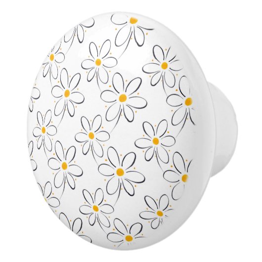 White Daisy Pattern Keramikknauf (Rechts)
