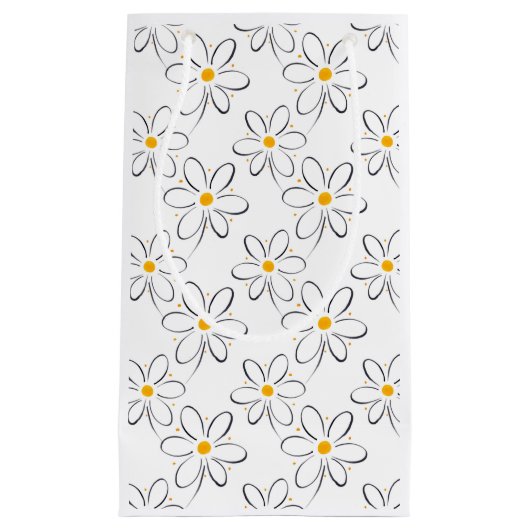 White Daisy Pattern Kleine Geschenktüte (Vorderseite)
