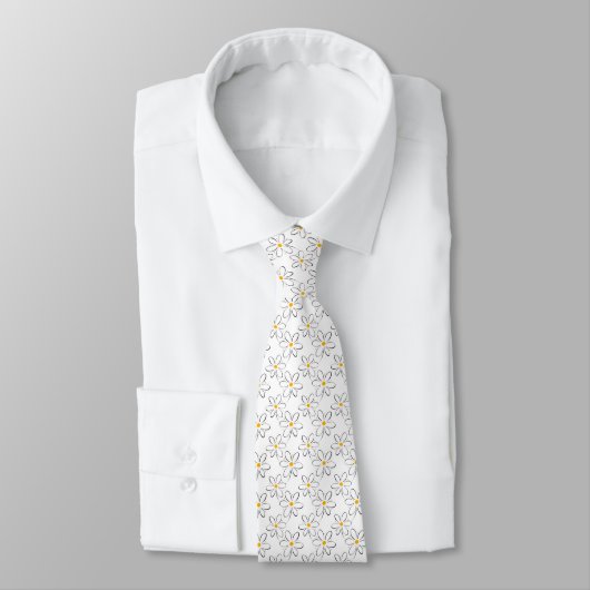 White Daisy Pattern Krawatte (Gebunden)