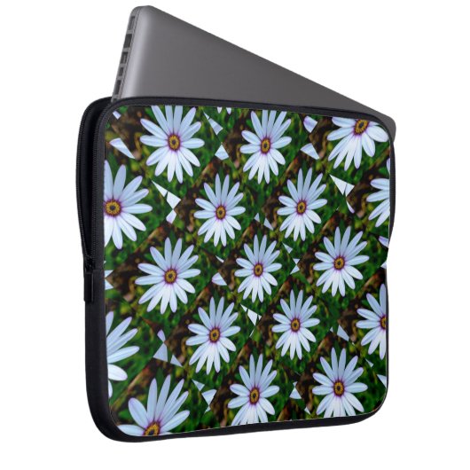 White Daisy Pattern Laptopschutzhülle (Vorne Rechts)