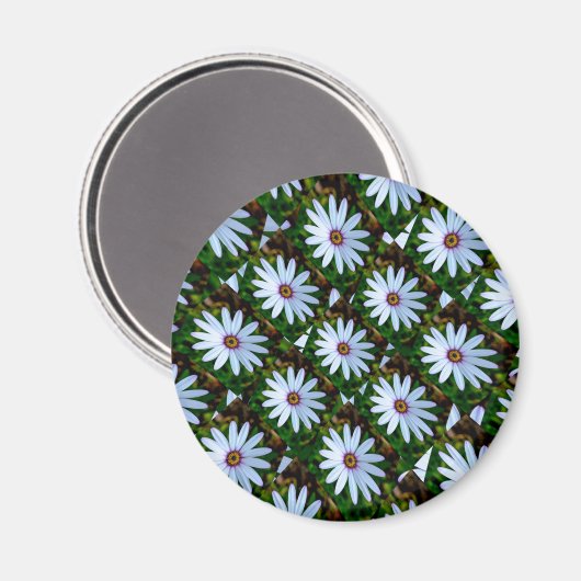 White Daisy Pattern Magnet (Vorderseite/Rückseite)