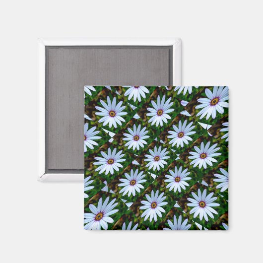 White Daisy Pattern Magnet (Vorderseite/Rückseite)