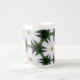 White Daisy Pattern Porzellantasse