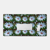 White Daisy Pattern Schreibtischunterlage (Tastatur & Maus)