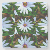 White Daisy Pattern Steinuntersetzer (Vorderseite)