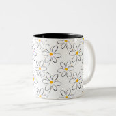 White Daisy Pattern Zweifarbige Tasse (VorderseiteRechts)