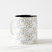 White Daisy Pattern Zweifarbige Tasse (Vorderseite Links)