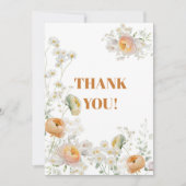 White Daisy Peach Floral Wedding Danke Karte (Vorderseite)