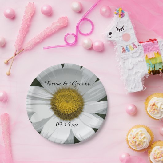 White Daisy Petals Wedding Pappteller (Party)