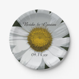 White Daisy Petals Wedding Pappteller