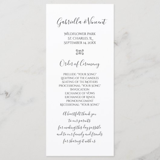 White Daisy Petals Wedding Program Programm (Rückseite)