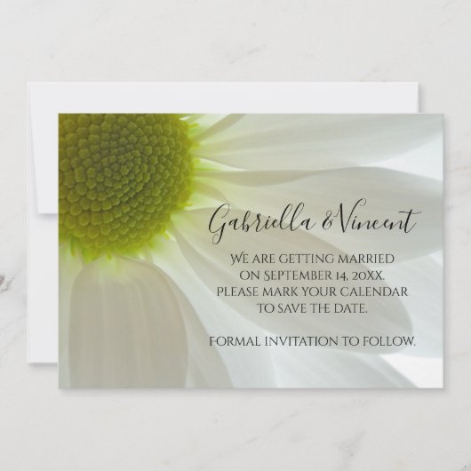 White Daisy Petals Wedding Save the Date (Vorderseite)