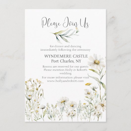 White Daisy QR Code Wedding Begleitkarte (Vorderseite)
