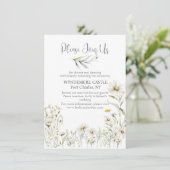 White Daisy QR Code Wedding Begleitkarte (Stehend Vorderseite)