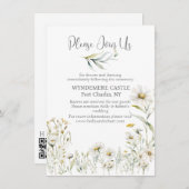 White Daisy QR Code Wedding Begleitkarte (Vorne/Hinten)