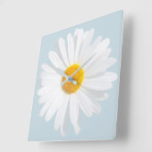 white daisy quadratische wanduhr (Winkel)
