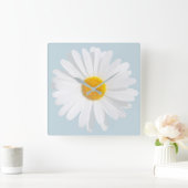 white daisy quadratische wanduhr (Zuhause)