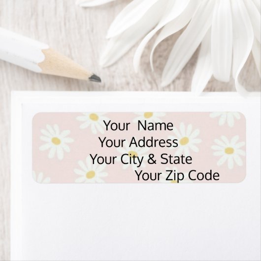 White Daisy Return Address Label (Insitu)