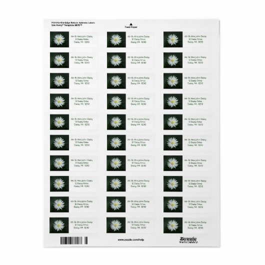 White Daisy Return Address Label (Vorne)