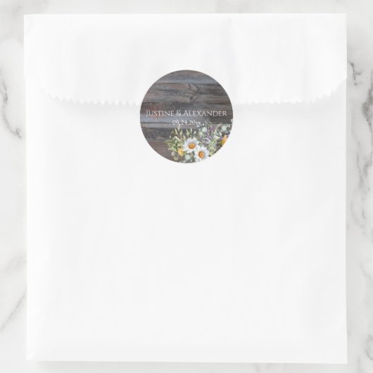 White Daisy Runder Aufkleber (Tasche)