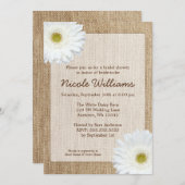 White Daisy Rustic Burlap-Brautparty Einladung (Vorne/Hinten)