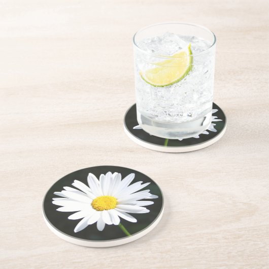 White Daisy Sandstone Untersetzer (Seite)