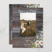 White Daisy Save the Date Foto Postkarte (Vorne/Hinten)