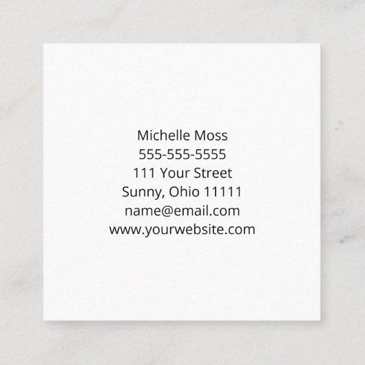 White Daisy Simple Botanical Gray Quadratische Visitenkarte (Rückseite)