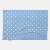 White Daisy Simple Floral Spring Pattern Blau Geschirrtuch (Horizontal)