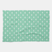 White Daisy Simple Floral Spring Pattern Green Geschirrtuch (Horizontal)