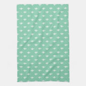 White Daisy Simple Floral Spring Pattern Green Geschirrtuch (Vertikal)