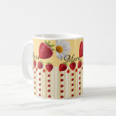 White Daisy Strawberry Stripe Tasse (Vorderseite Links)