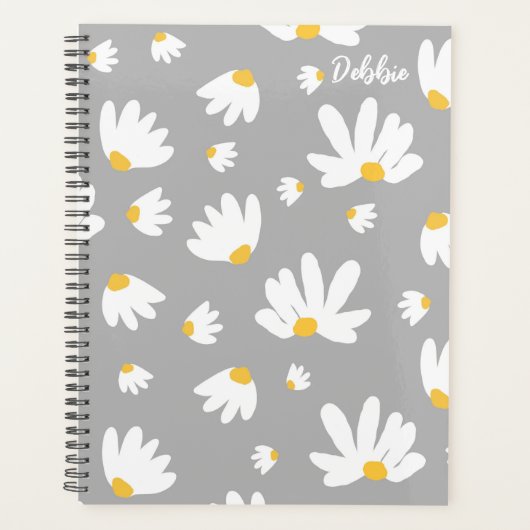 White Daisy Themed Undated Monthly Planner Book Planer (Vorderseite)