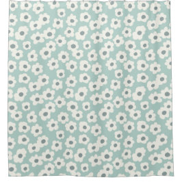 White Daisy über Light Blue Duschvorhang