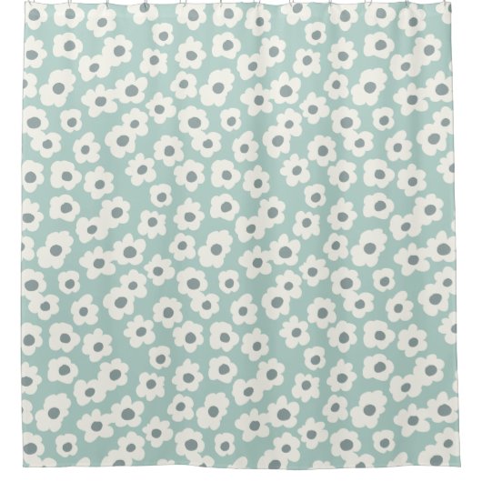 White Daisy über Light Blue Duschvorhang (Vorderseite)