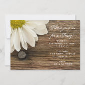 White Daisy und Barn Wood General Party Einladung (Vorderseite)