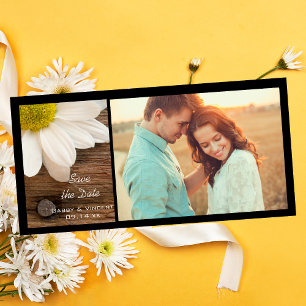 White Daisy und Barn Wood Wedding retten das Datum Save The Date