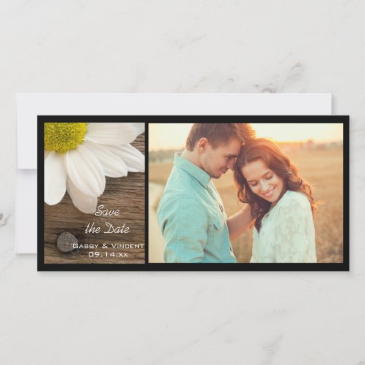 White Daisy und Barn Wood Wedding retten das Datum Save The Date (Vorderseite)
