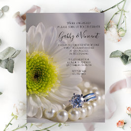 White Daisy und Diamond Ring Engagement Party Einladung