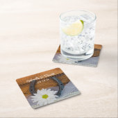 White Daisy und Horseshoe Country Western Wedding Rechteckiger Pappuntersetzer (Vor Ort)