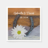 White Daisy und Horseshoe Country Western Wedding Serviette (Vorderseite)